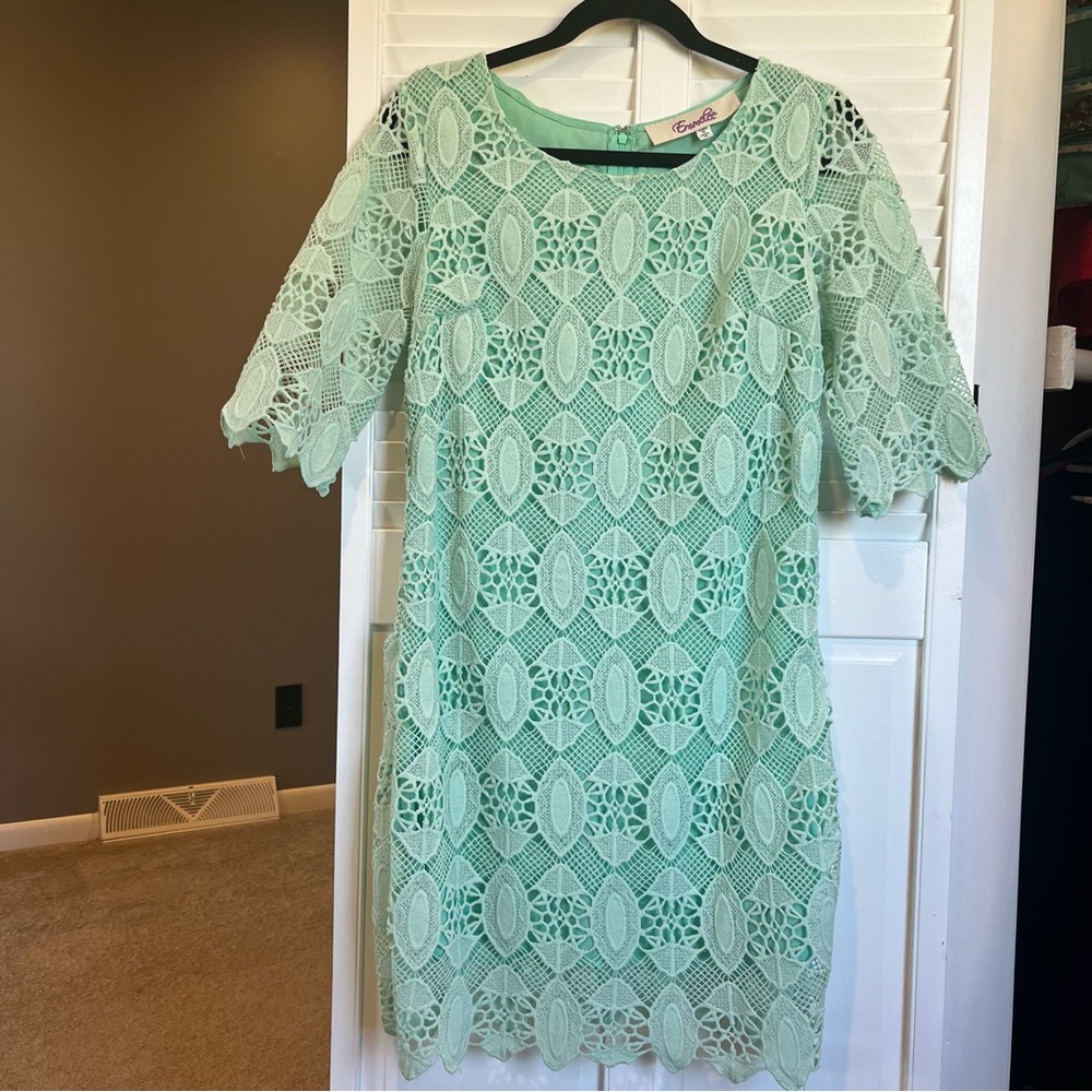 Mint Green Lace Sleeved Dress
